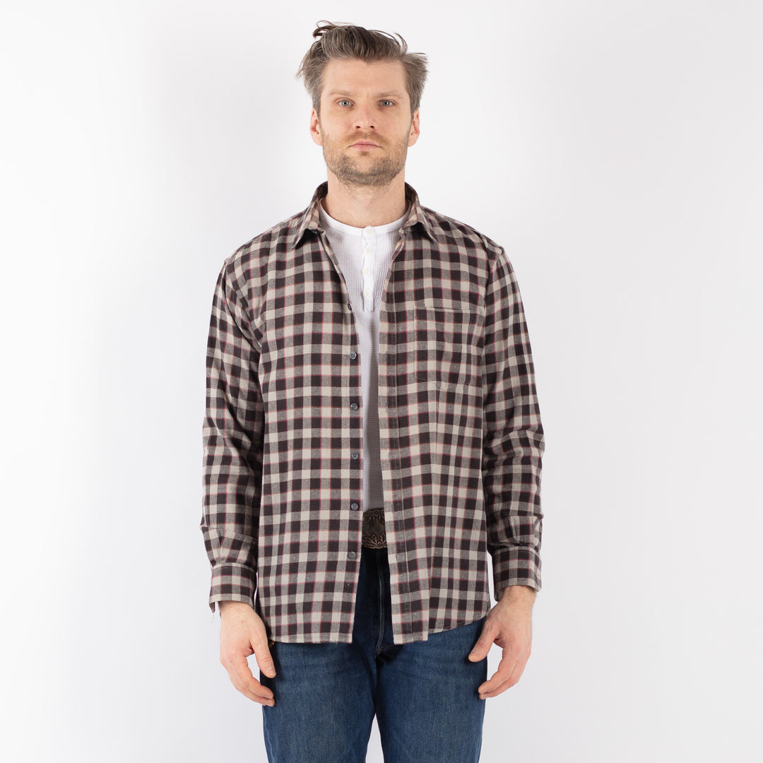 Vintage 90's Men Plaid Flannel Shirt in GrayZ1137
