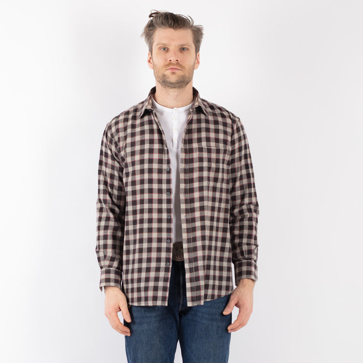 Vintage 90's Men Plaid Flannel Shirt in GrayZ1137
