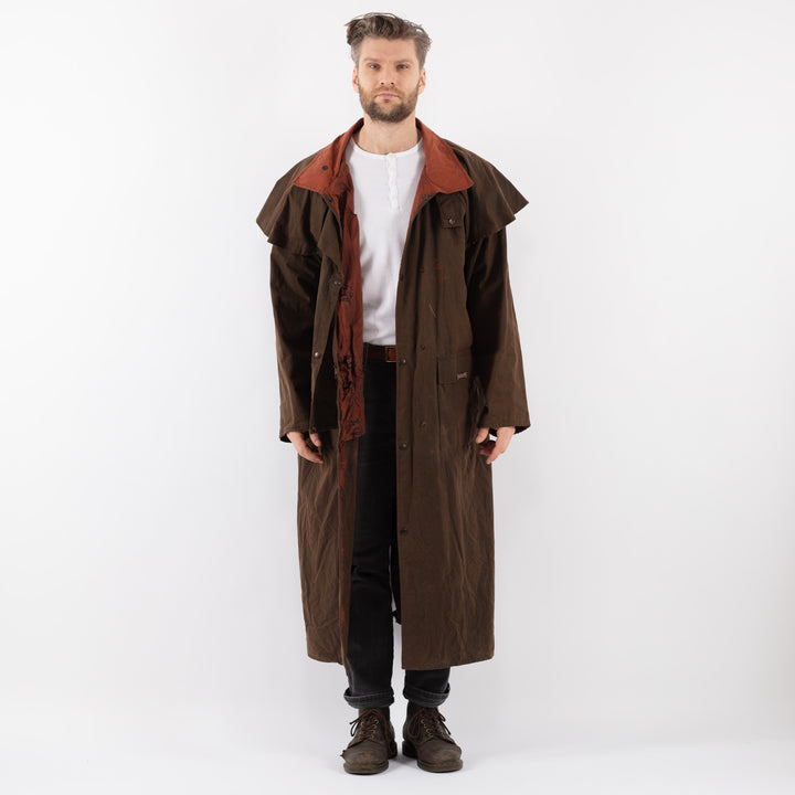 Vintage 00's Men Waxed Canvas Coat in BrownZ882