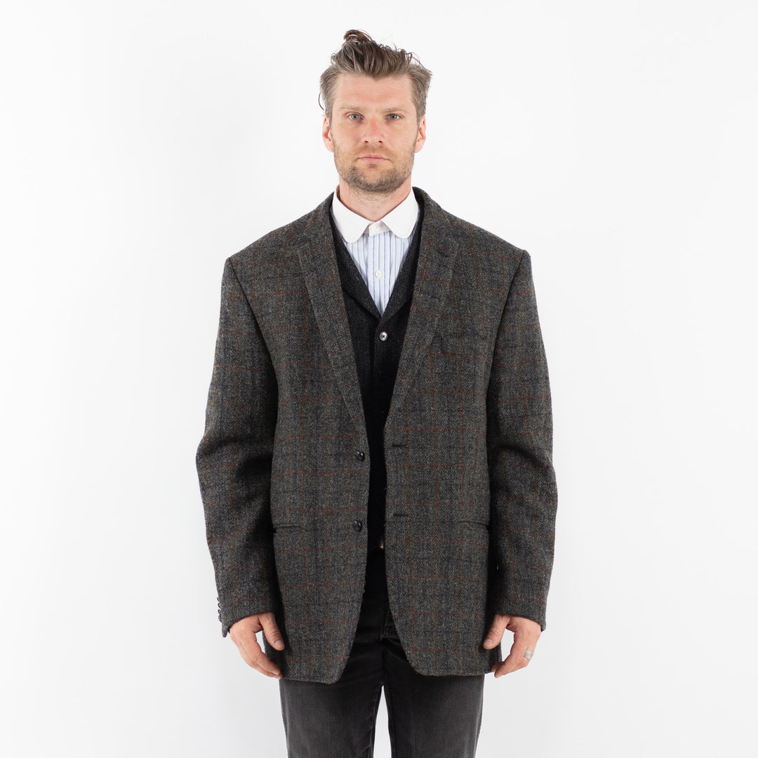 Vintage 90's Men Harris Tweed Jacket in GrayZ1714