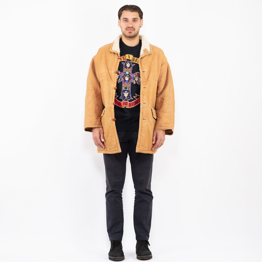 Vintage 80's Men Sheepskin Coat in BeigeZ2349