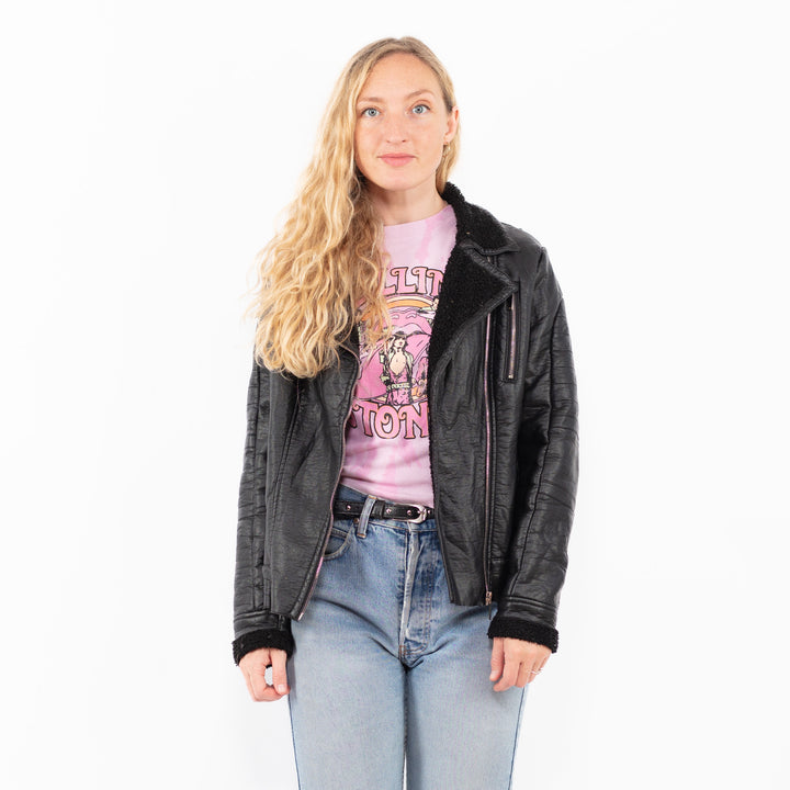 Vintage 00's Women Faux Sheepskin Jacket in BlackA0494