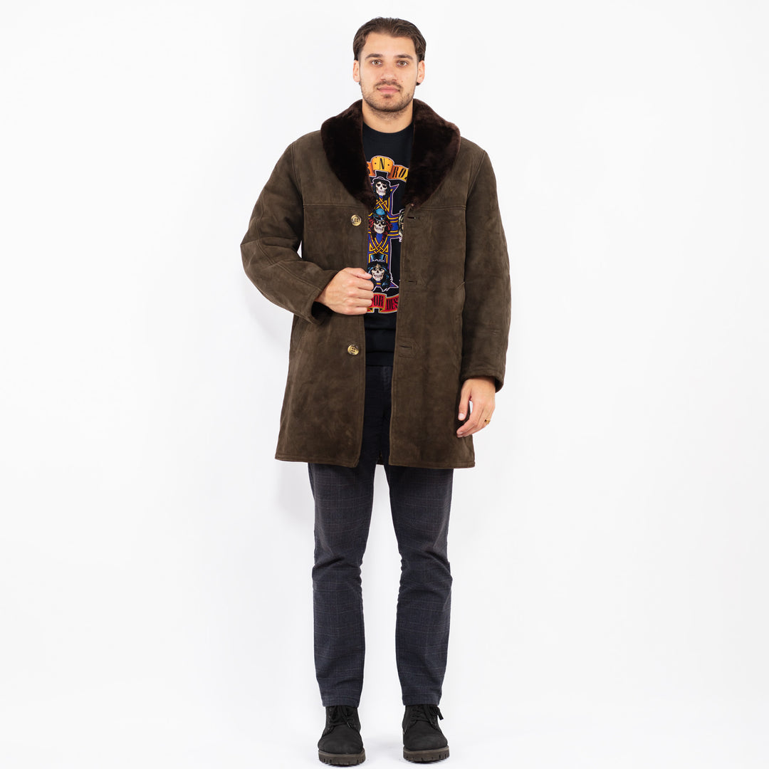 Vintage 70's Men Suede Sherpa Coat in BrownZ2350