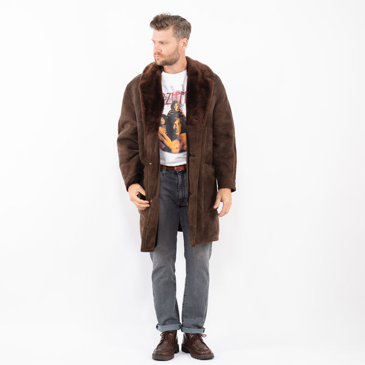 Vintage 70's Men Sheepskin Coat in BrownZ2259