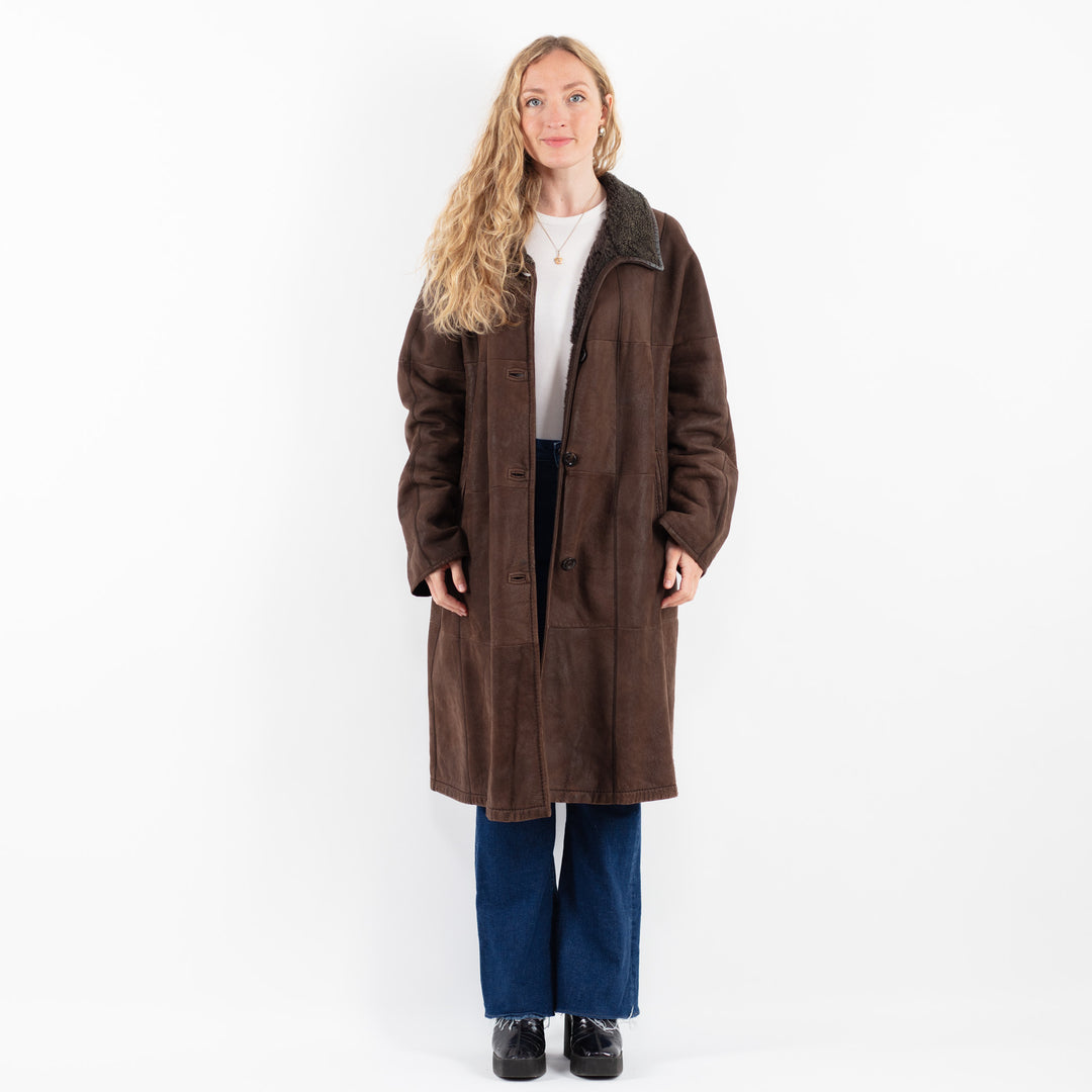Vintage 00's Women Sheepskin Coat in BrownV9844