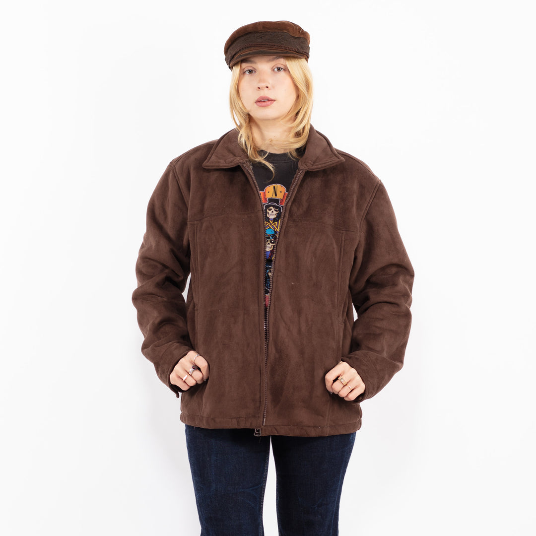 Vintage 00's Women Faux Sheepskin Jacket in Brown