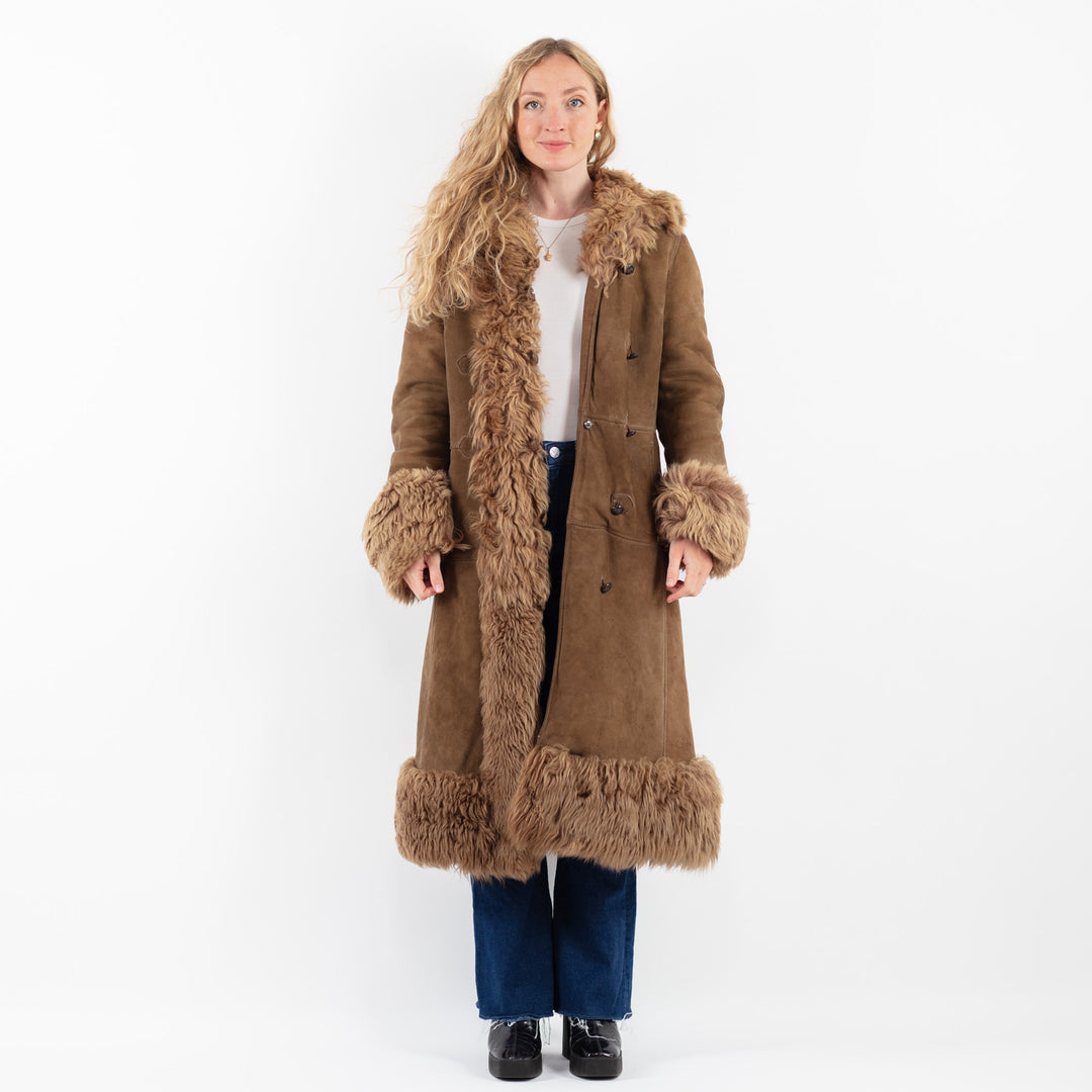 Vintage 70's Women Sheepskin Coat in BrownV9845