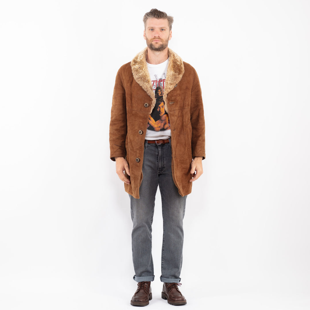 Vintage 70's Men Suede Sherpa Coat in BrownZ2260