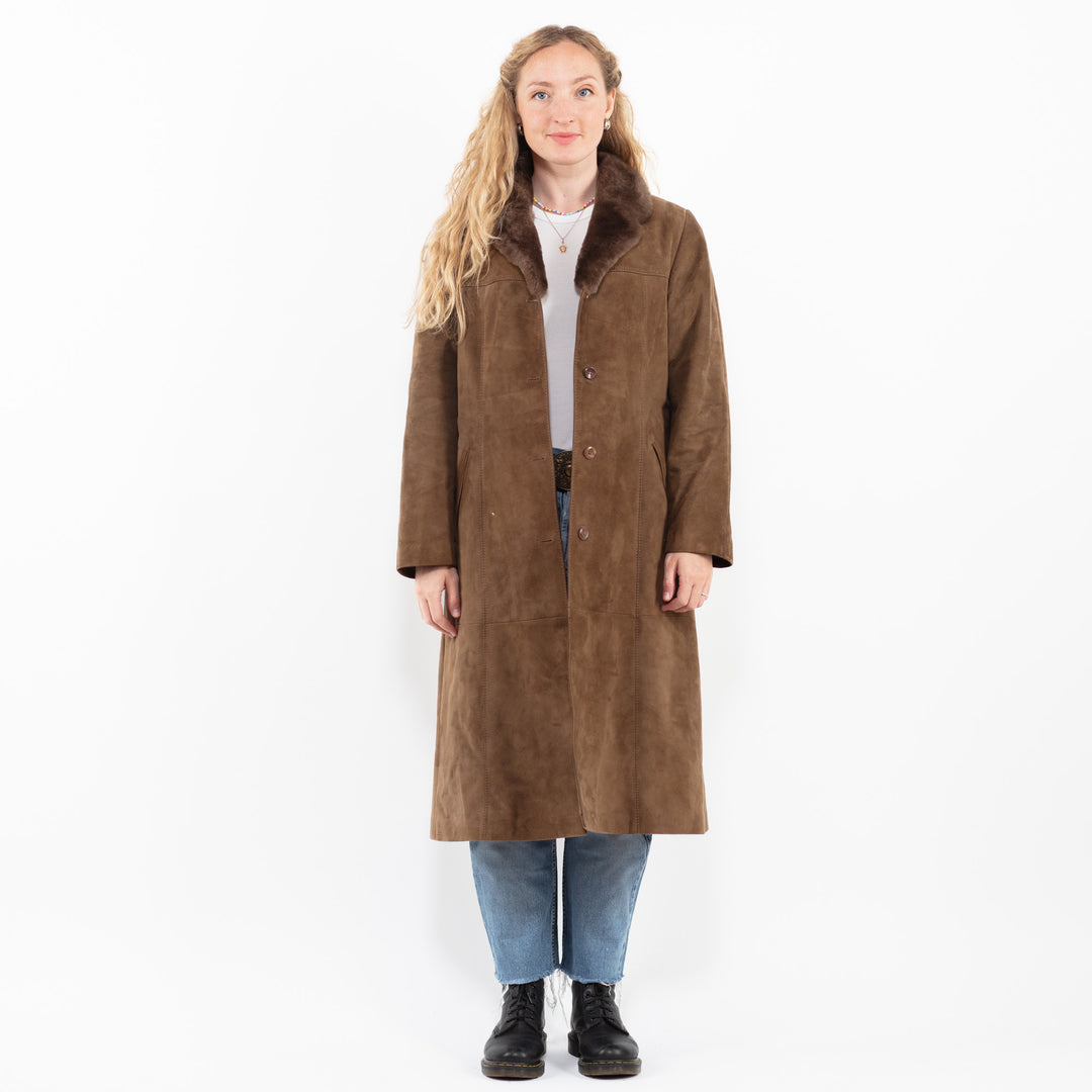 Vintage 70's Women Suede Coat in BrownA0244