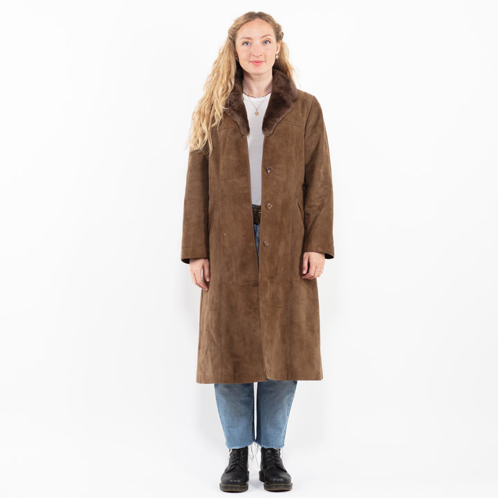 Vintage 70's Women Suede Coat in BrownA0244