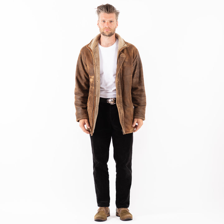 Vintage 90's Men Suede Sherpa Coat in BrownZ1815