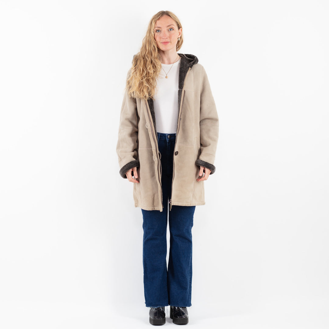 Vintage 90's Women Sheepskin Coat in BeigeV9846