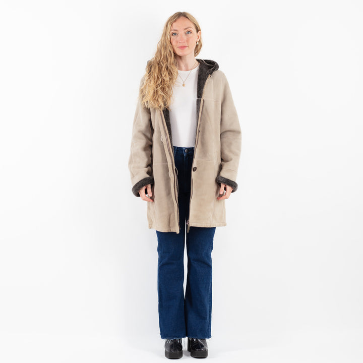 Vintage 90's Women Sheepskin Coat in BeigeV9846