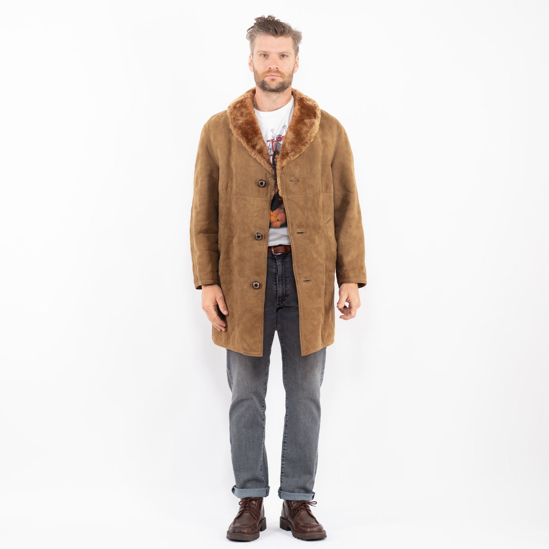 Vintage 70's Men Suede Sherpa Coat in BeigeZ2261