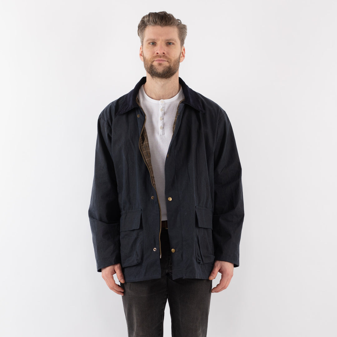 Vintage 90's Men Waxed Canvas Jacket in BlueZ922
