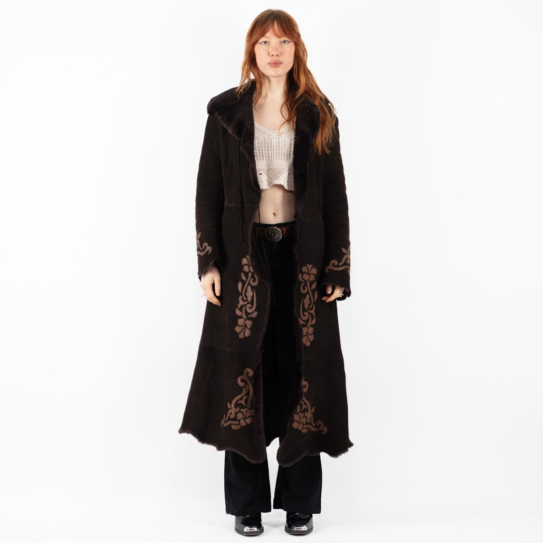 Vintage 90's Women Sheepskin Coat in BrownV9745