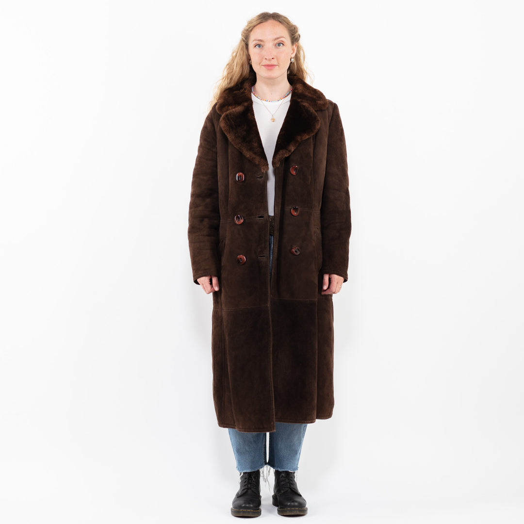 Vintage 70's Women Sheepskin Coat in BrownA0246