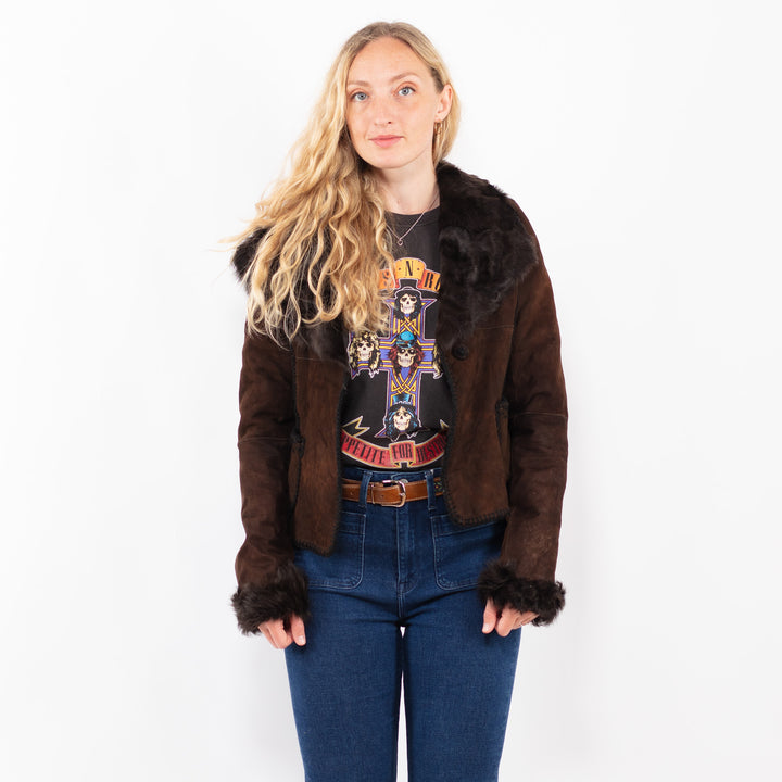 Vintage 90's Women Sheepskin Jacket in BrownA0350