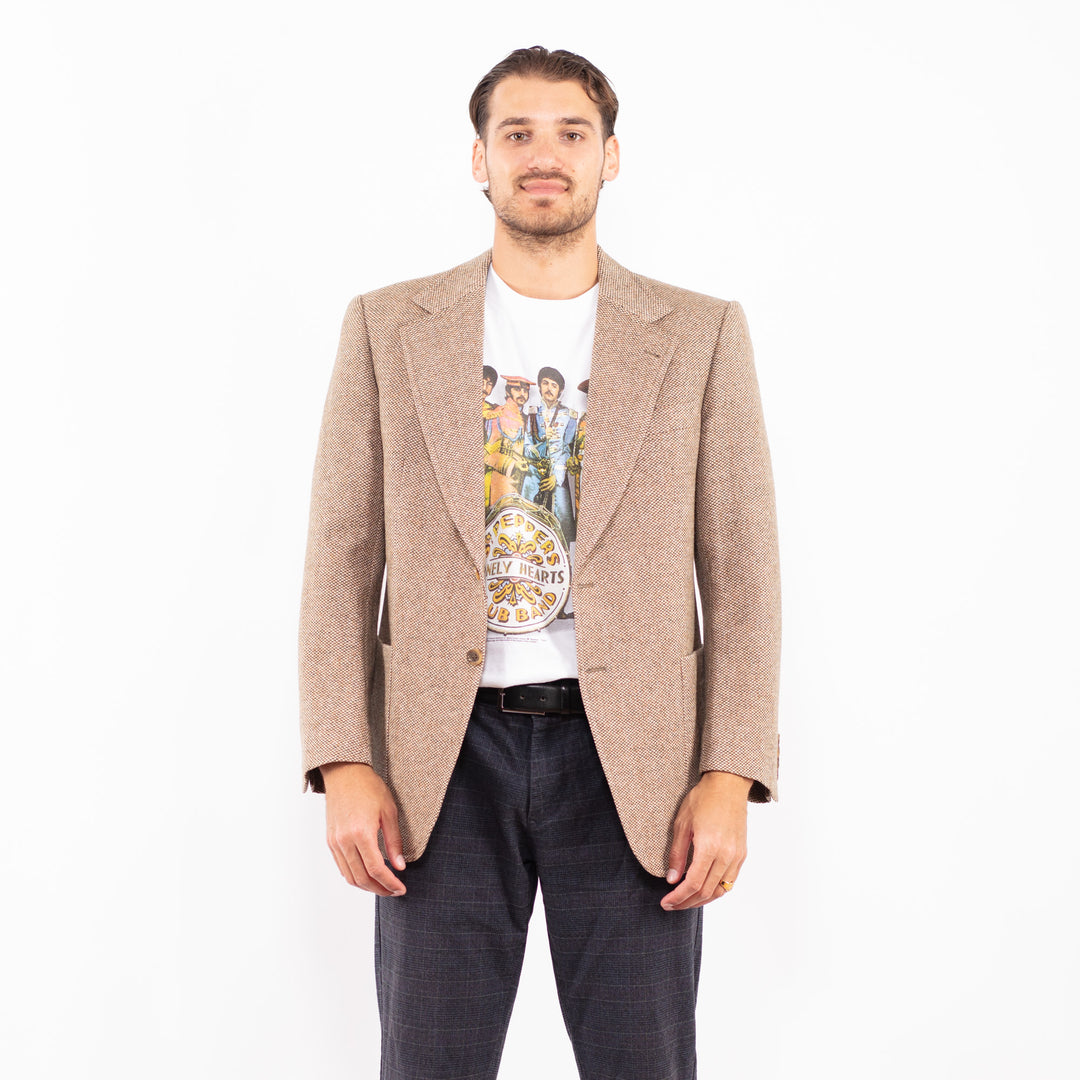 Vintage 70's Men Wool Blazer Jacket in BeigeZ2157