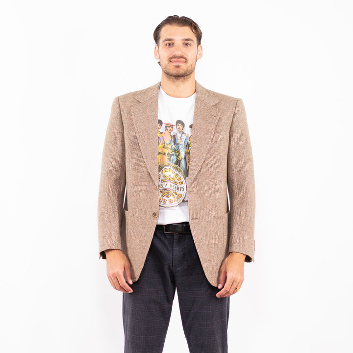 Vintage 70's Men Wool Blazer Jacket in BeigeZ2157