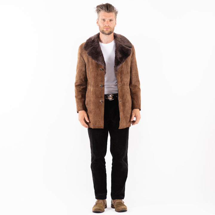 Vintage 70's Men Suede Sherpa Coat in BrownZ1818