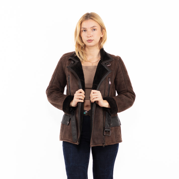 Vintage 00's Women Sheepskin Jacket in Brown