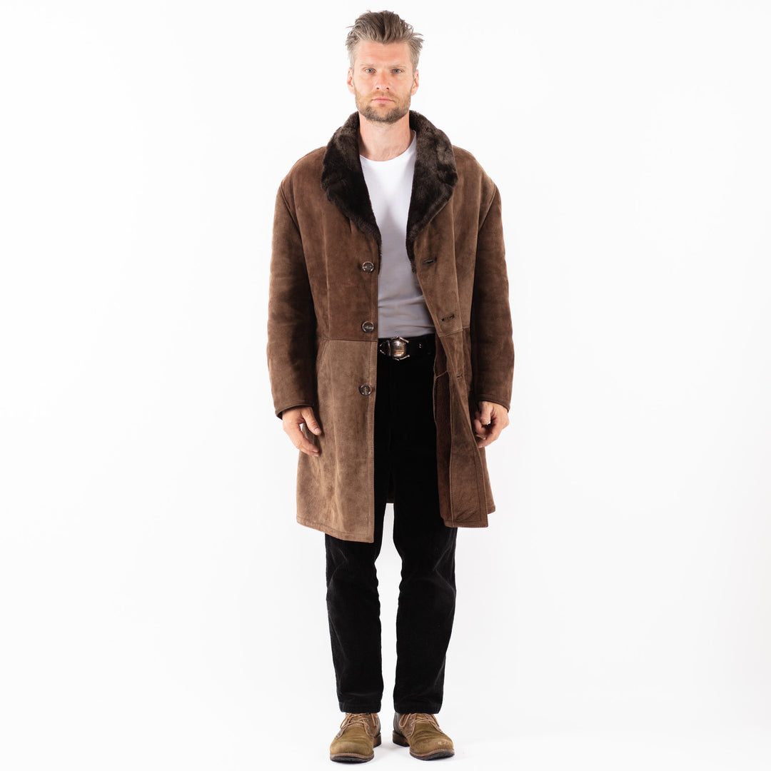 Vintage 70's Men Sheepskin Coat in BrownZ1819