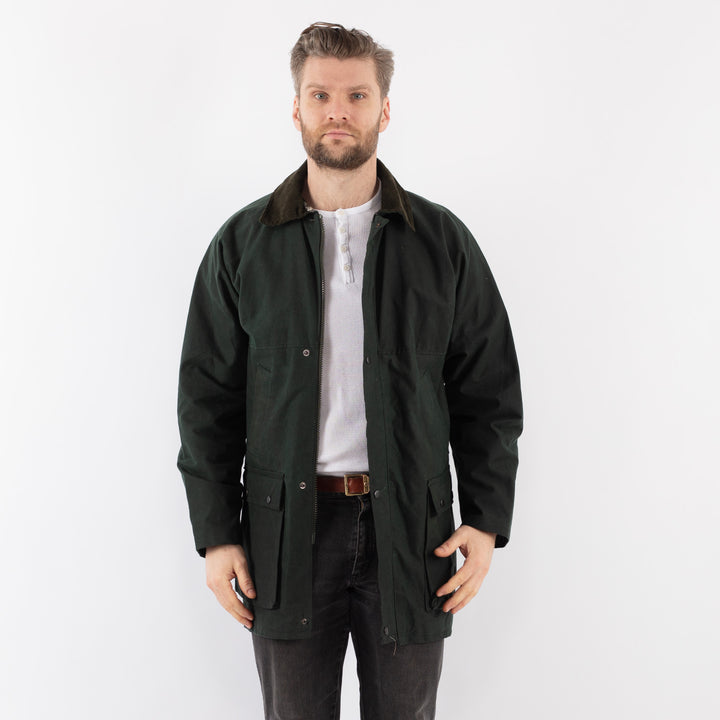 Vintage 90's Men Waxed Canvas Jacket in GreenZ925