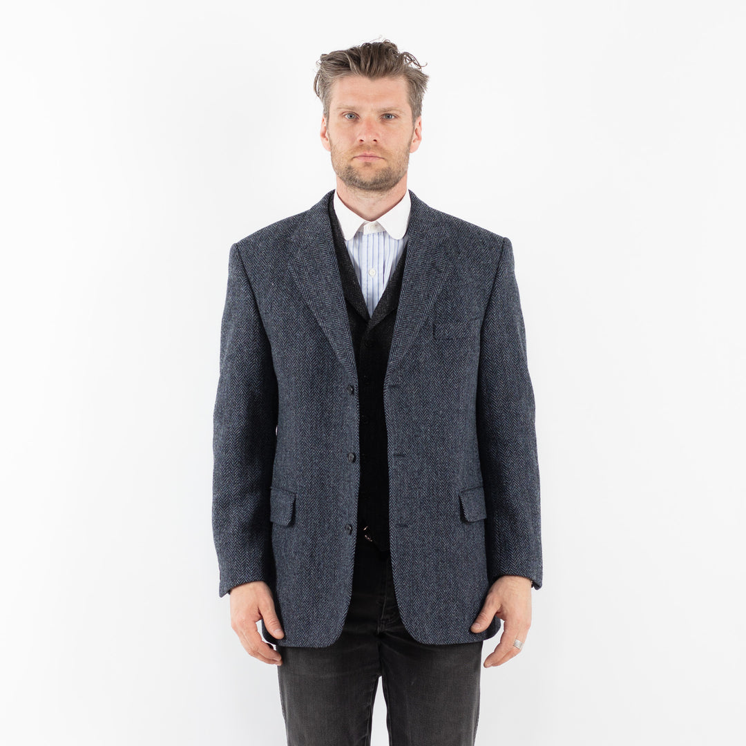 Vintage 90's Men Harris Tweed Jacket in BlueZ1722