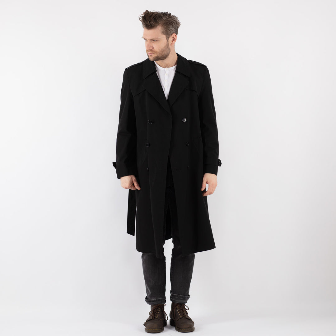 Vintage 70's Men Trench Coat in BlackZ795