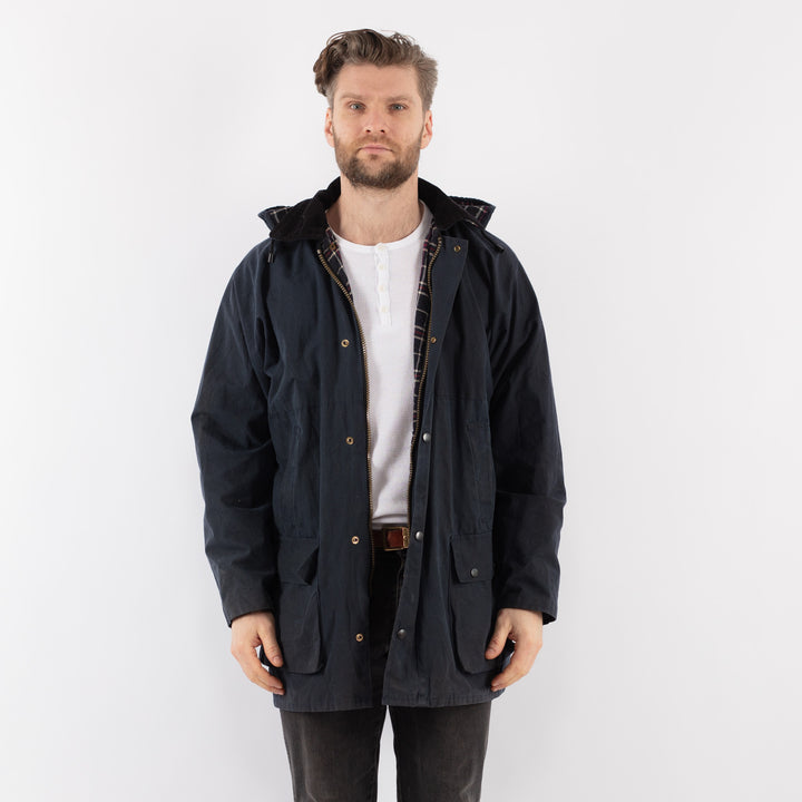 Vintage 90's Men Waxed Canvas Jacket in BlueZ926