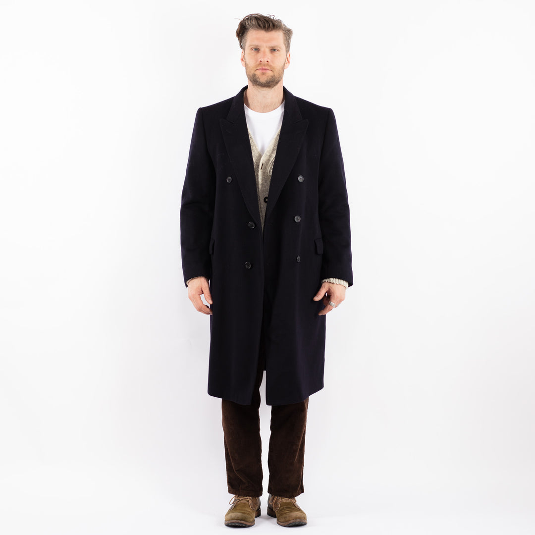 Vintage 70's Men Wool Coat in BlueZ1593