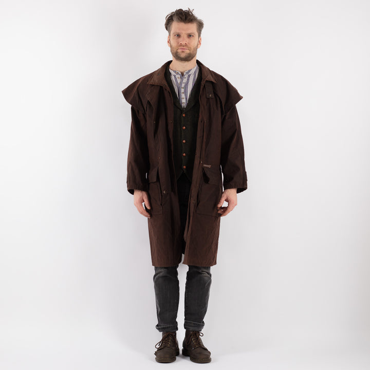 Vintage 00's Men Waxed Canvas Coat in BrownZ520