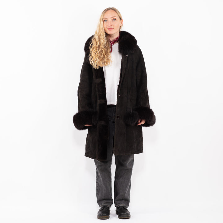 Vintage 90's Women Sheepskin Coat in BrownA0596