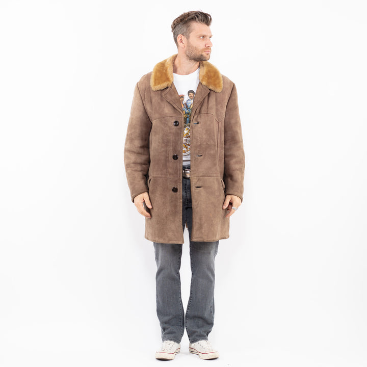 Vintage 70's Men Sheepskin Coat in BeigeZ1917