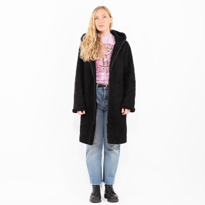 Vintage 00's Women Faux Sheepskin in BlackA0502