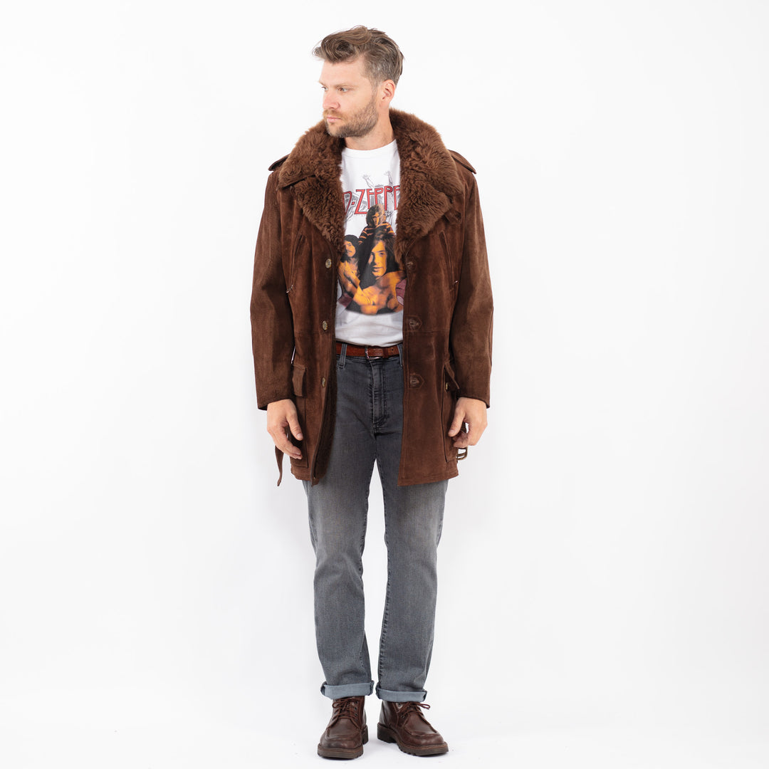 Vintage 70's Men Suede Sherpa Coat in BrownZ2267