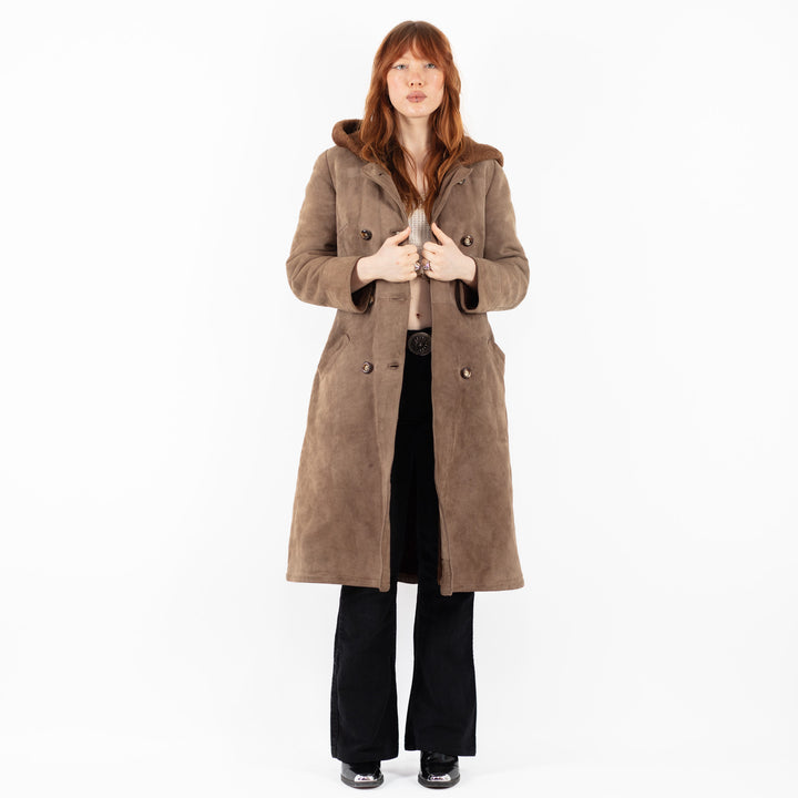 Vintage 90's Women Sheepskin Coat in BeigeV9750