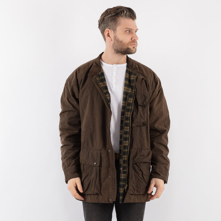 Vintage 90's Men Waxed Canvas Jacket in BrownZ891