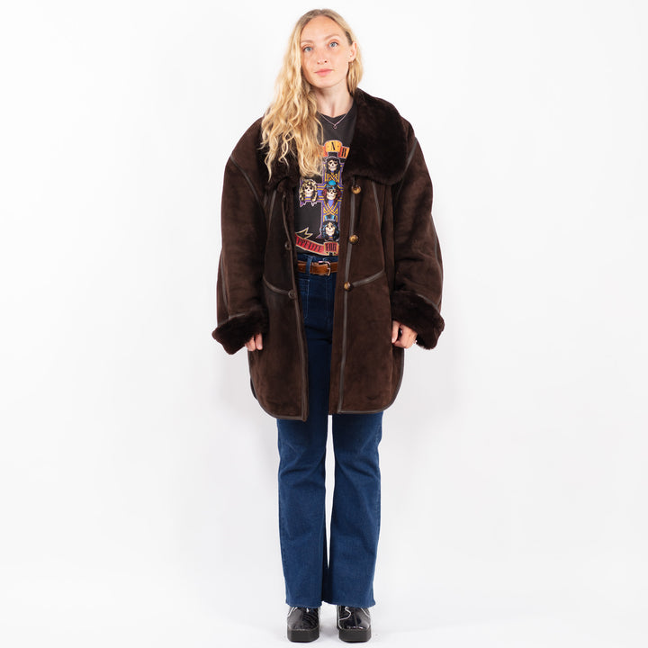 Vintage 90's Women Sheepskin Coat in BrownA0354