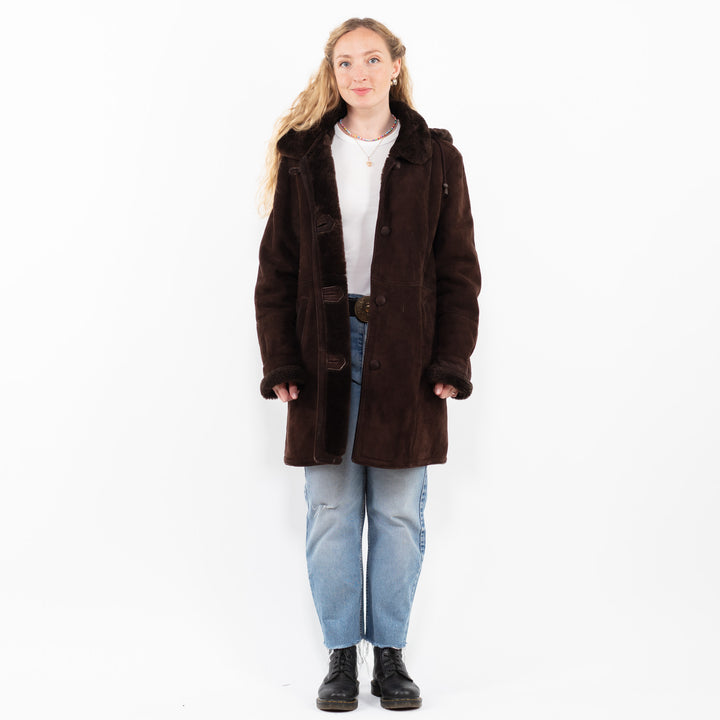 Vintage 90's Women Sheepskin Coat in BrownA0252
