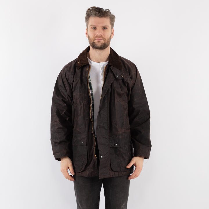 Vintage 90's Men Waxed Canvas Jacket in BrownZ929