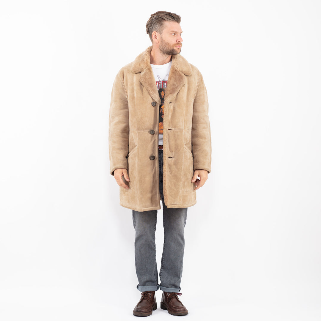 Vintage 70's Men Sheepskin Coat in BeigeZ2269