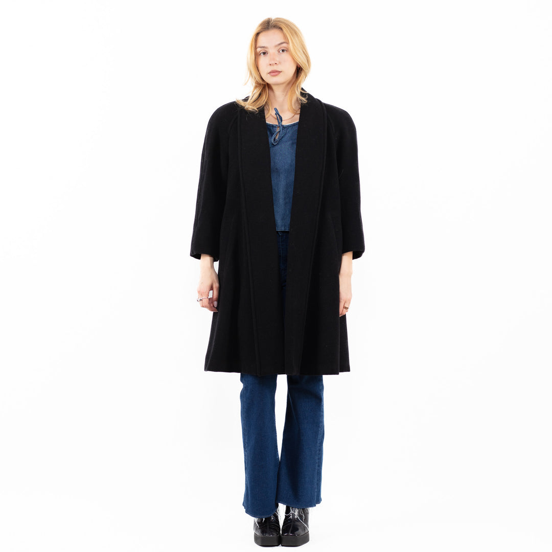 Vintage 80's Women Wool Blend Coat in BlackA0047