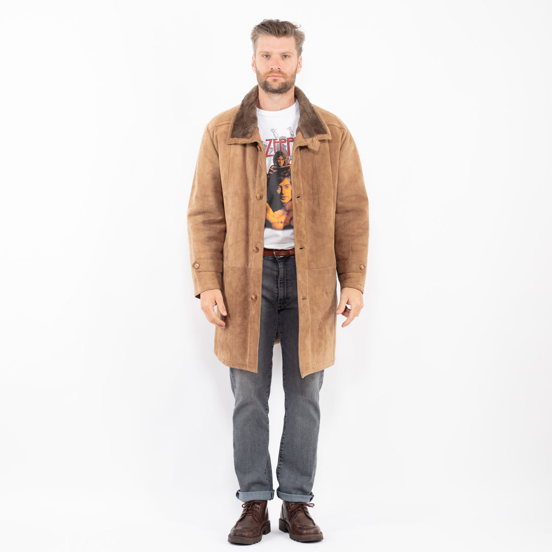 Vintage 80's Men Sheepskin Coat in BeigeZ2270