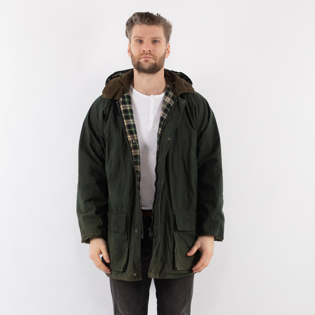 Vintage 90's Men Waxed Canvas Jacket in GreenZ930