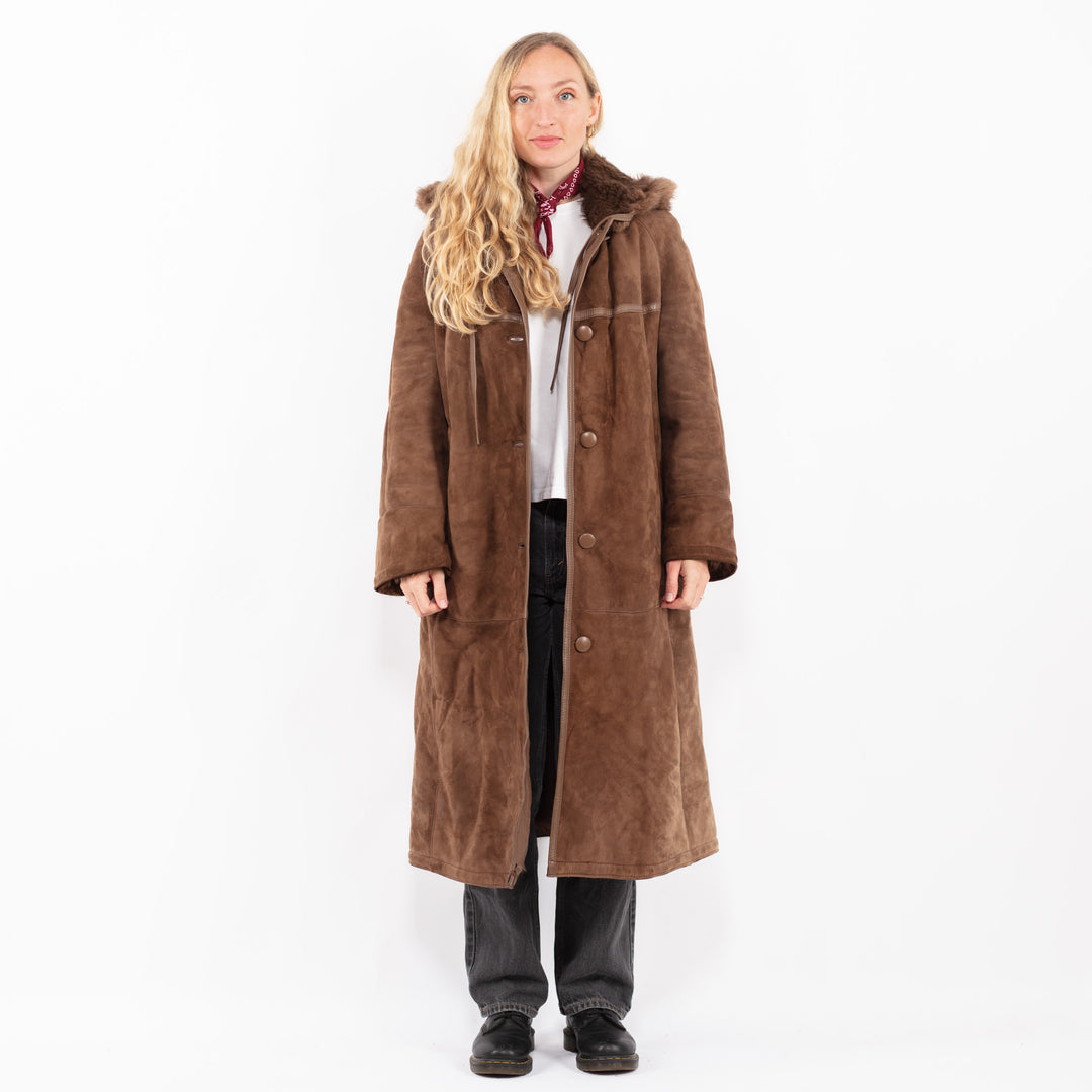 Vintage 70's Women Sheepskin Coat in BrownA0600