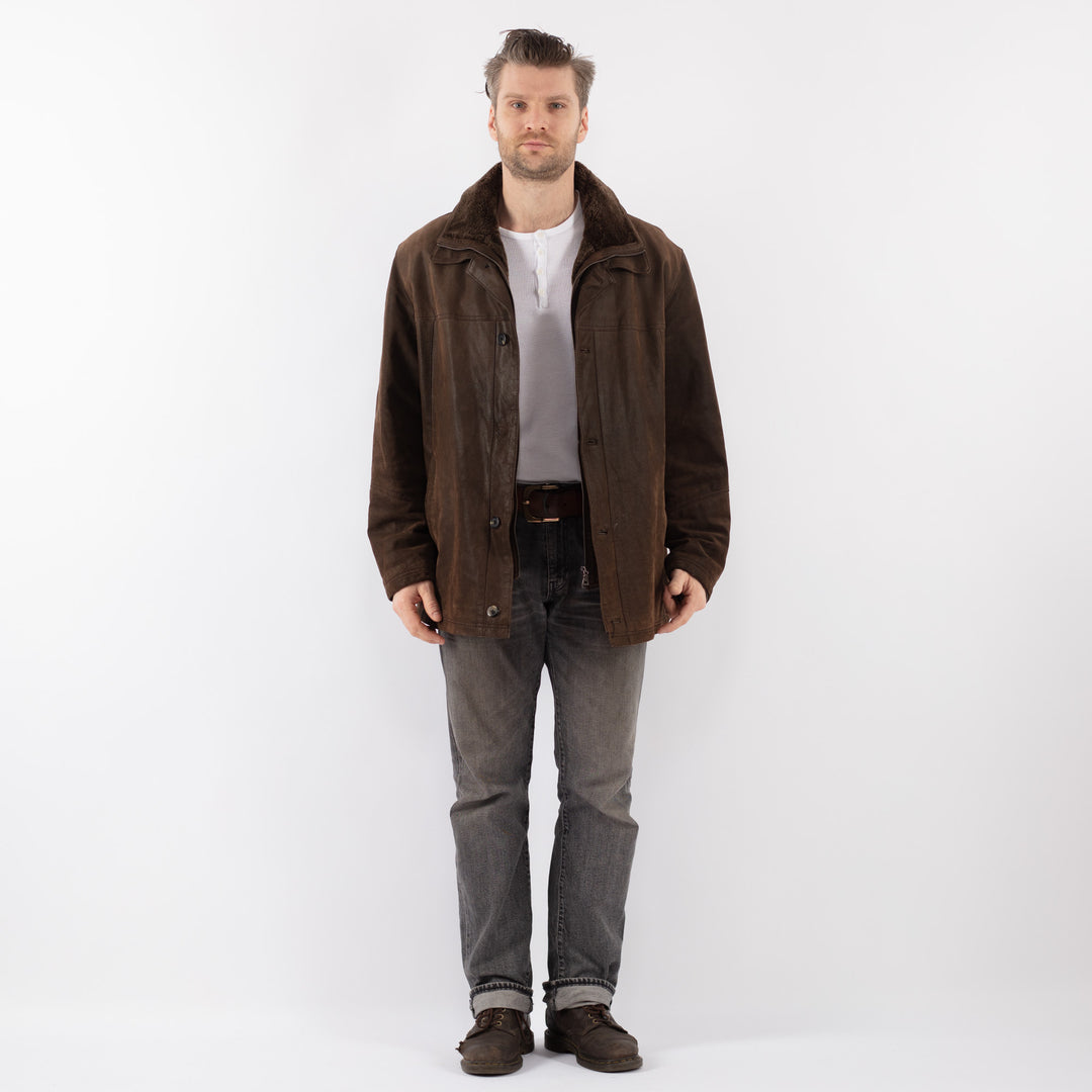 Vintage 90's Men Suede Coat in BrownZ1103
