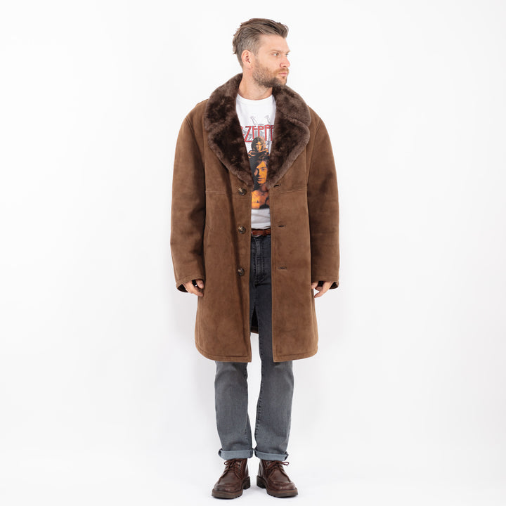 Vintage 70's Men Sheepskin Coat in BrownZ2271