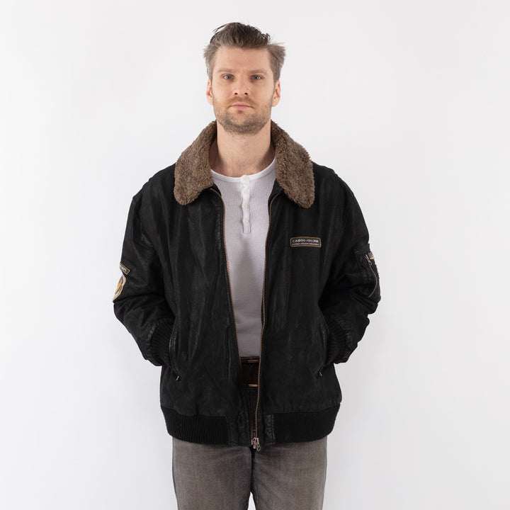 Vintage 90's Men Suede Jacket in BlackZ1104